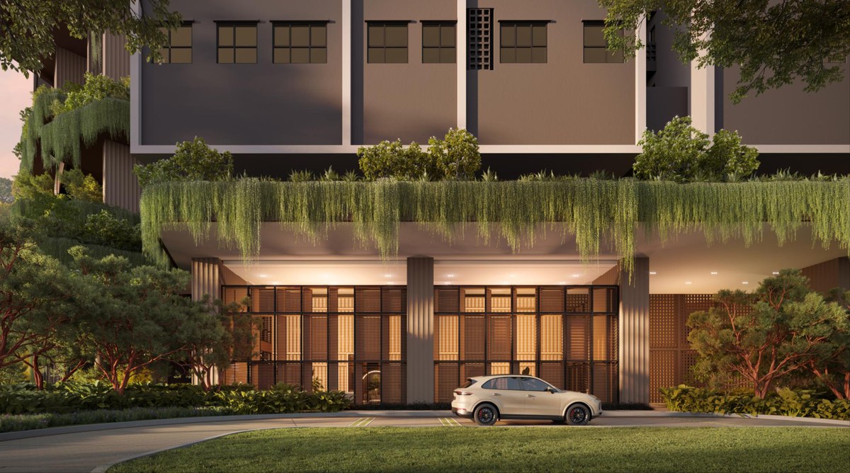 Illustrated drop-off entrance at Ophira