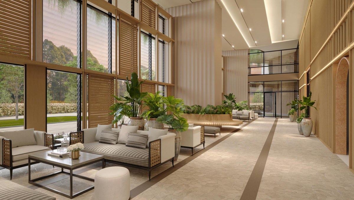 Warm lobby interior