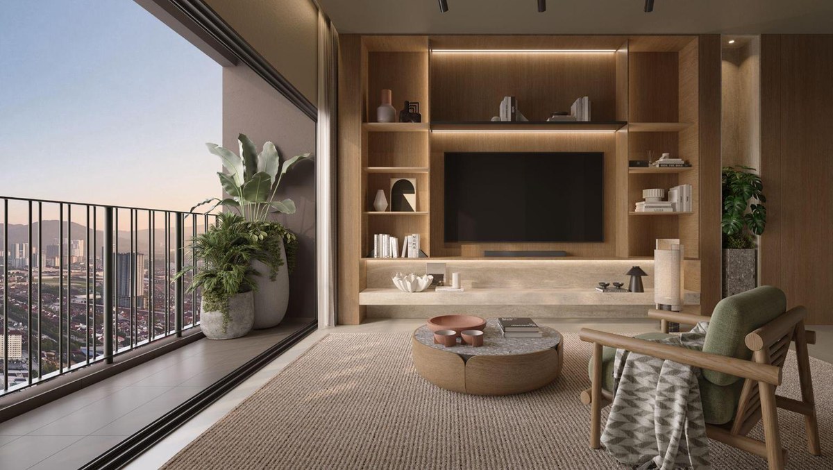 Living, with a balcony